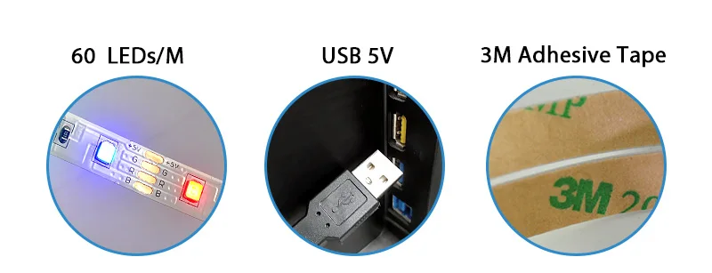 Светодиодная лента USB DC 5 в 50 см 1 м 2 м 3 м 4 м 5 м Мини 3Key 24Key гибкий светильник SMD 2835 Настольный Декор экран ТВ фоновый светильник ing