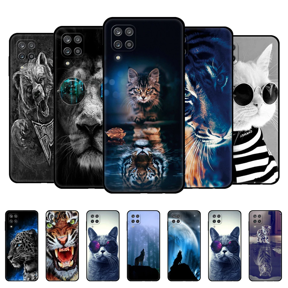 Чехол для Samsung A12 чехол телефона Galaxy GalaxyA12 A 12 SM-A125F a125 6 5 дюйма черный из ТПУ с львом