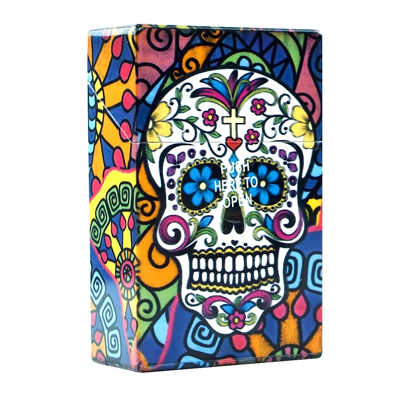 

plastic tobacco box fancy skull design cigarette case for 20 cigarette accessories portable cigarette container case