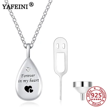 شراءYAFEINI 925 Sterling Silver Water Drop Urn Necklaces For Ashes Memorial Heart Pendants Pet Ash Casket Cremation Holder Necklaces