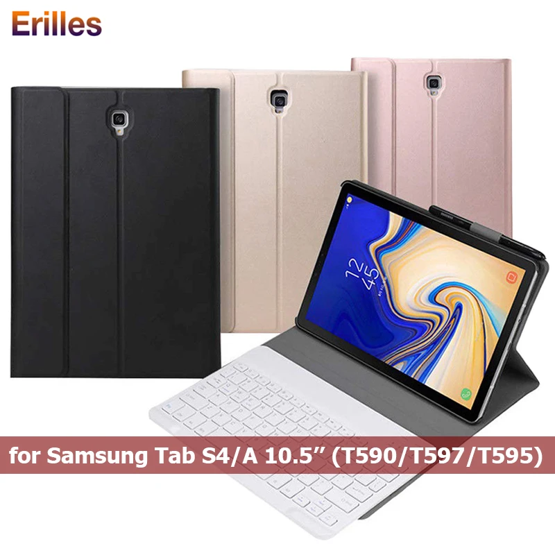 

Bluetooth Keyboard Case For Samsung Galaxy Tab A S4 10.5 10.1 Case with Pencil Holder PU Leather Cover SM-T590/T597/T595/T510