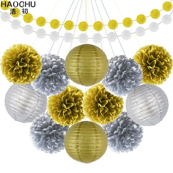 

14pcs/set Mixed Tissue Pom Poms Flower Ball Hanging Garland Paper Lantern Wedding Birthday Decor DIY Baby Shows Party Supplies