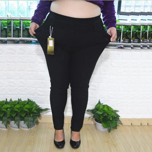 Женские брюки лето осень большие размеры 3XL-10XL высокая талия сексуальные винтажные черные узкие брюки для женщин среднего возраста J937