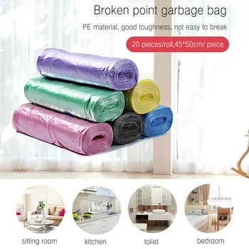 

5 Rolls Of 100PCS Disposable Plastic Trash Bags Portable Household Waste Trash Storage Bag For House Kitchen Office Restaurant