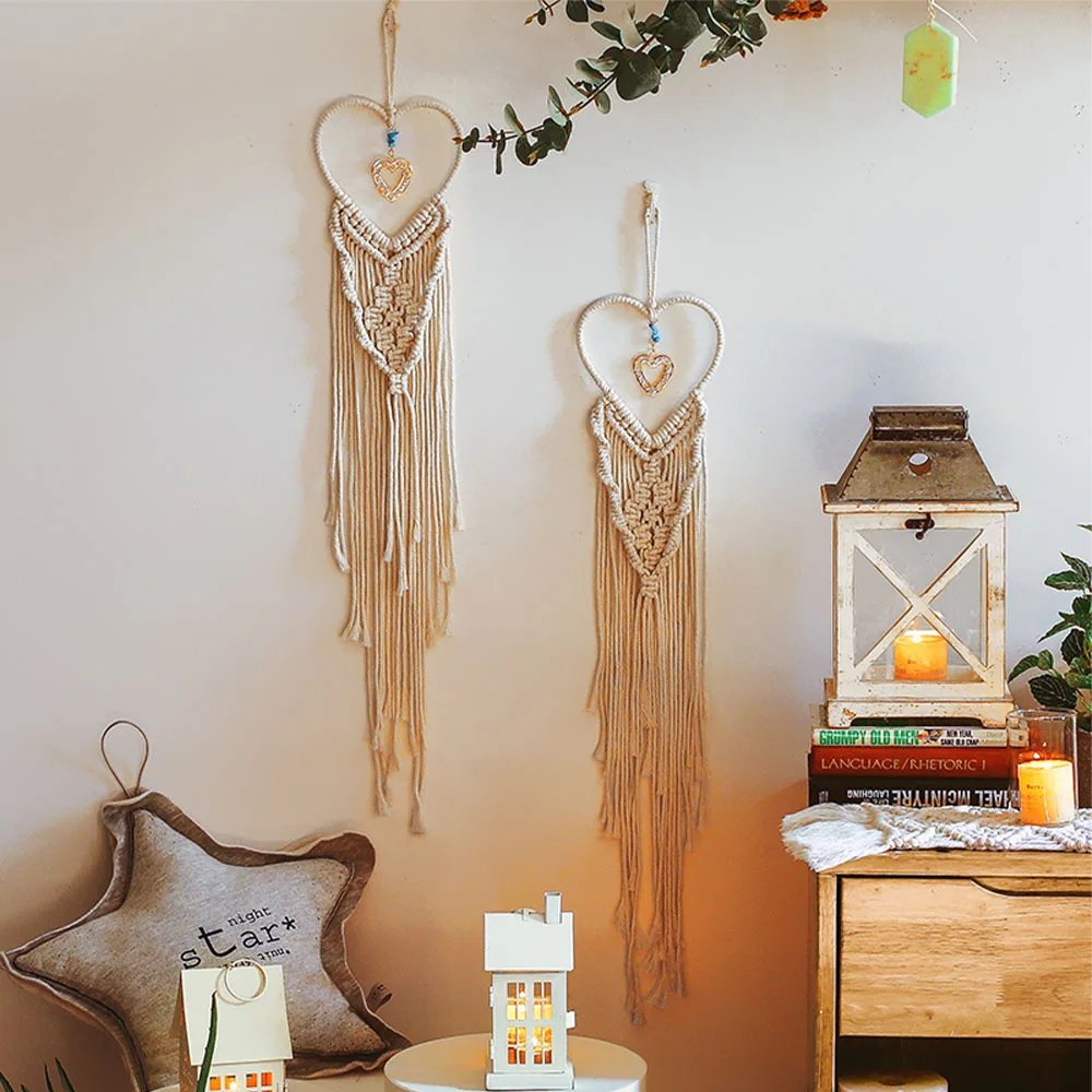 

2020 INS Love Heart macrame tapestry macrame wall hanging wall tapestry bohemian dorm decor friendship gift for women wholesale