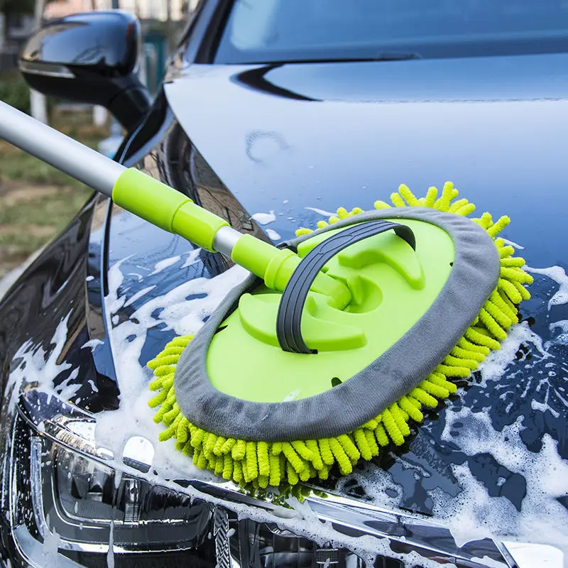 

Car telescopic mop mop water aluminum alloy stainless steel chenille car wax mop scrub cars artifact