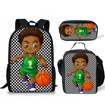 

17inch Black African Boys School Bags for Kids 3pcs/set School Backpack Children Preppy Shoulder Bookbag Students Satchel