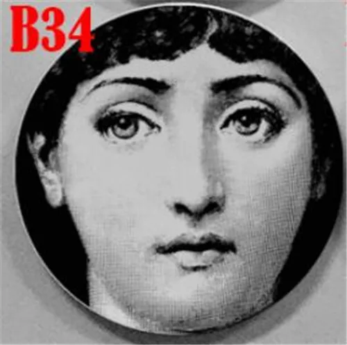 34 Fornasetti тарелка, подвесное блюдо, итальянский дизайн, декоративная подвесная тарелка для дома, европейский стиль, фруктовые тарелки Fornasetti блюдо - Цвет: 34