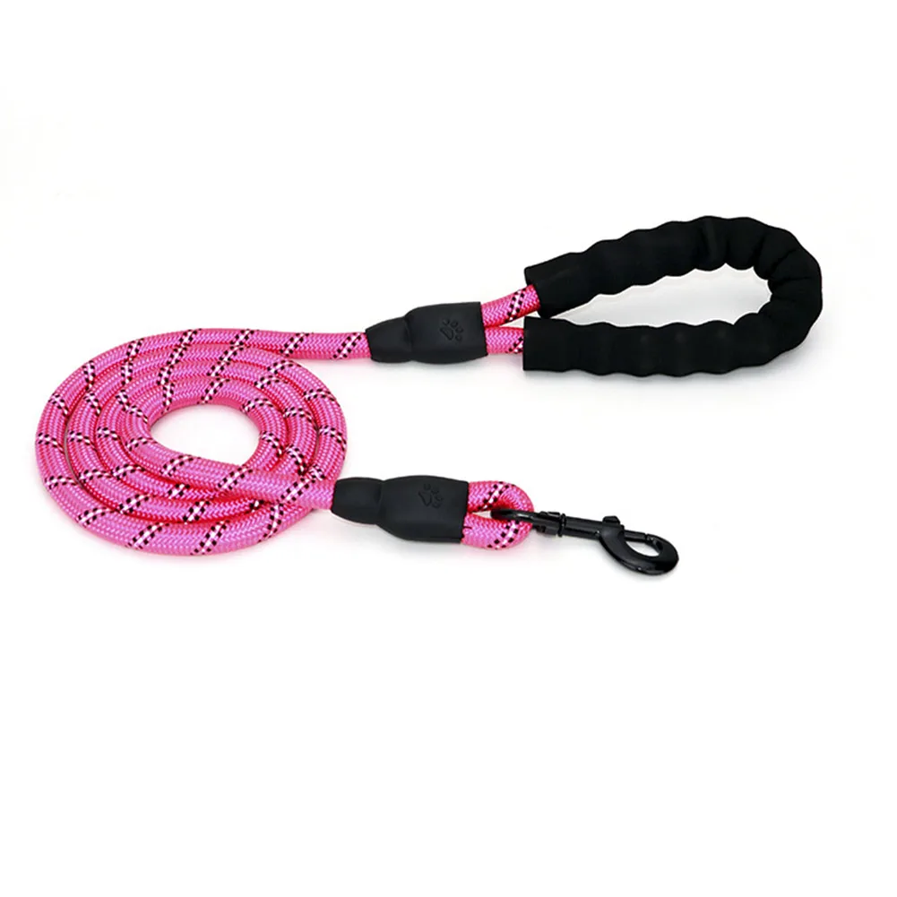 Dog Leash 5ft Pet Dog Walk Leads Strong Light Soft Reflective Braided Rope Soft Nylon DEC889 - Цвет: Pink