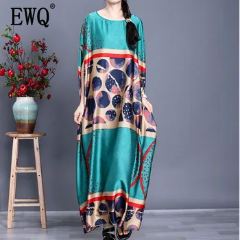 

[EWQ] 2020 Spring Summer New Arrivals O-neck Batwint Short Sleeve Print Pattern Women Casual Loose Temperament Dress AY67805