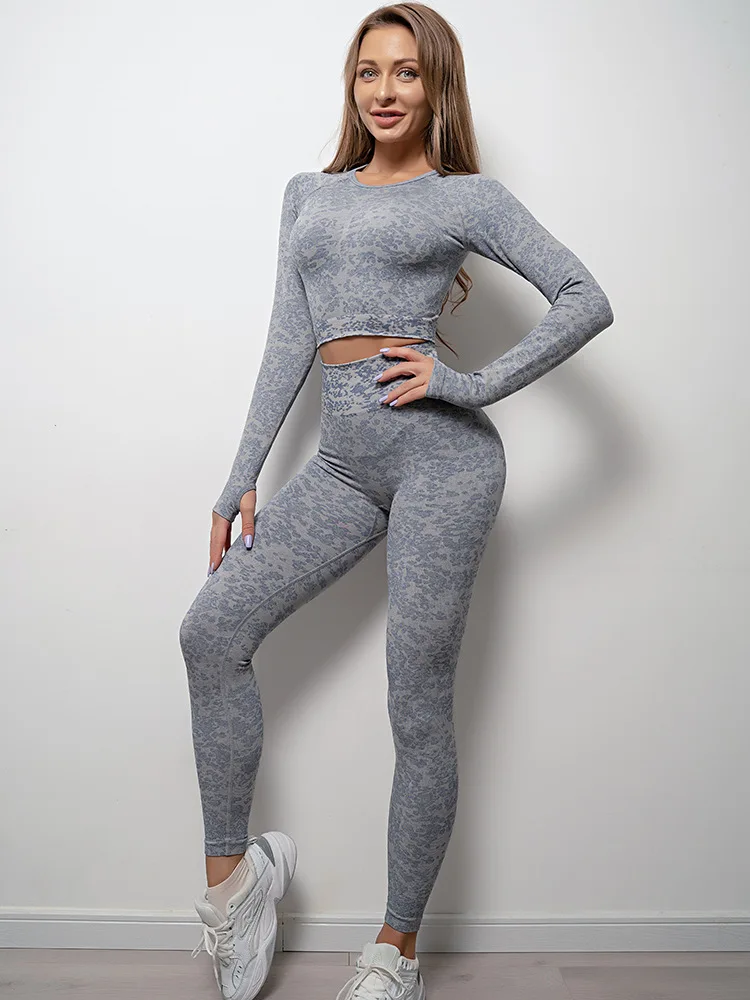 Rロンドン ウエア上下セット フラミンゴ ラインストーン ダンスフィットネスヨガ Women Two Pieces Fitness Yoga Set Solid Color Super Stretch
