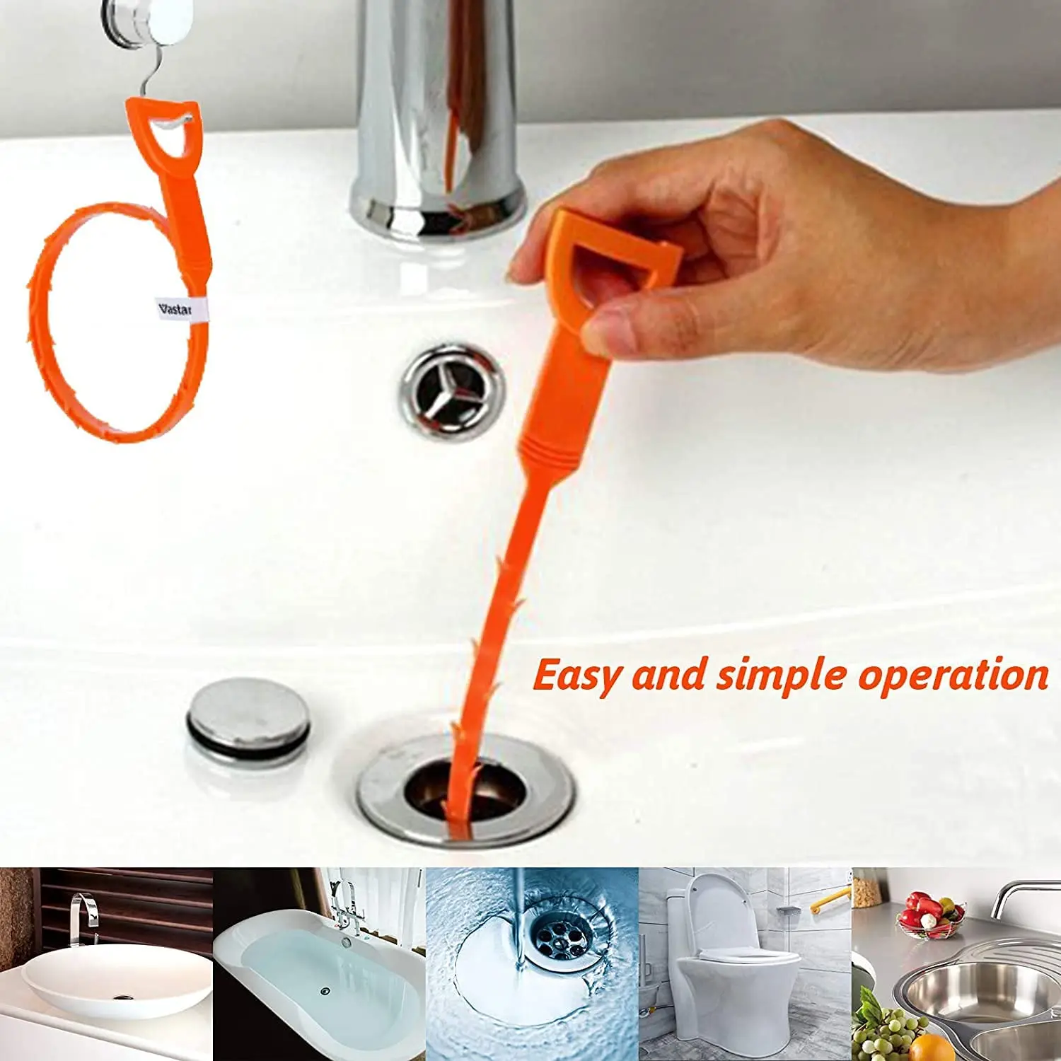 6pcs 20inch Kitchen Sink Practical Plumbing Snake Hair Catcher