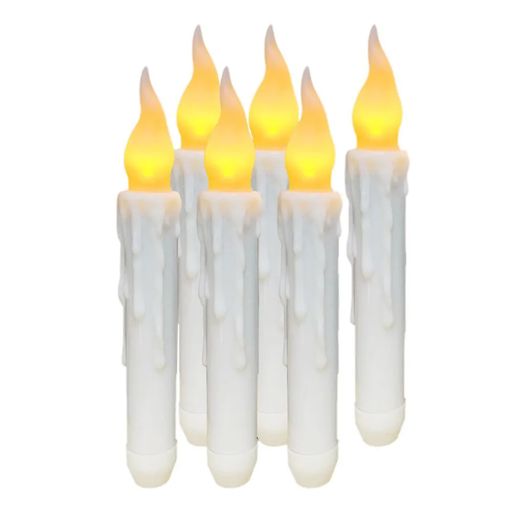 6 PCS LED Strip Electronic Flameless Candle Timing Yellow Flash Artificial Candle Wedding Home