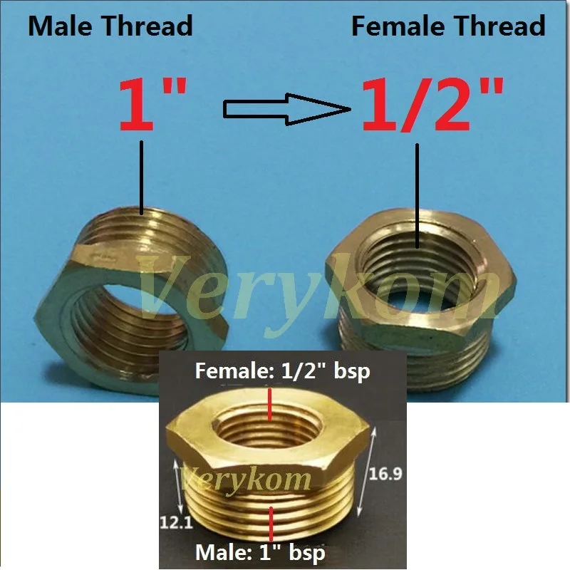 10x Verykom Pneumatic Brass Reducer Fitting 3/4" 1/2" Male To 1/8" 3/8" 1/4“ Female Reducing Adapter Air Water Gas DN10/15/20/25 - Цвет: DN25-DN15