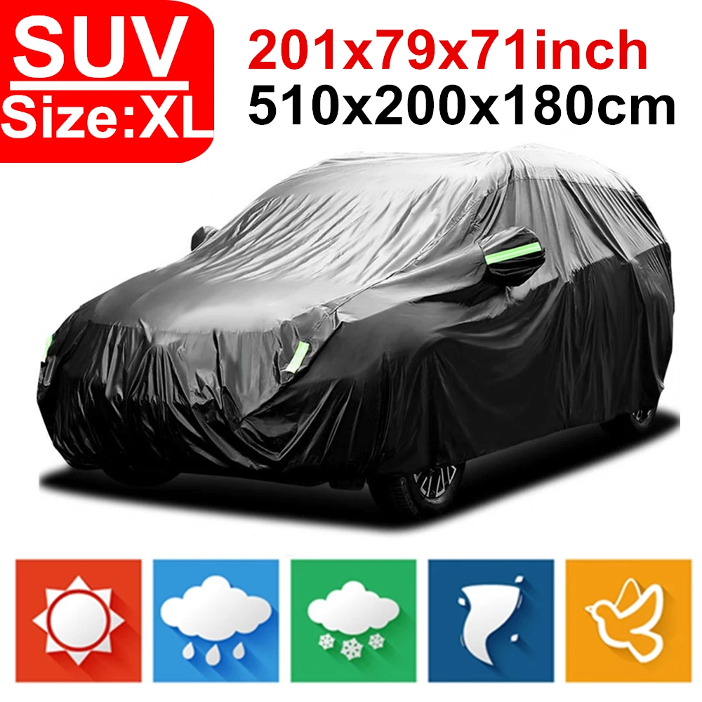 

201 inch 510cm 420D Rain Proof Waterproof Car Covers SUV Protect Sun UV Snow Dust D40