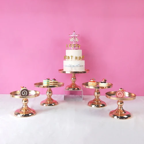 5pcs set Новое поступление золотой кристалл торт стенд набор Гальваническое Золотое зеркало лицо помадка кекс сладкий стол конфеты бар украшения стола - Цвет: 5pcs set
