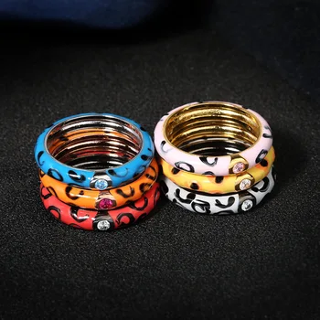 

Fashion New Enamel Ring Simple Multicolor Ring Leopard Print Honey Butterfly Ring Ladies Men Couple Rings Engagement Jewelry