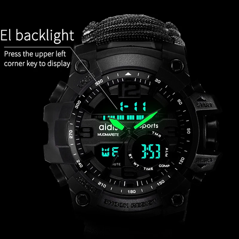  Sport Watch Men Relogio Digital Military LED Compass Waterproof Shock Sports Watches Electronic Wri