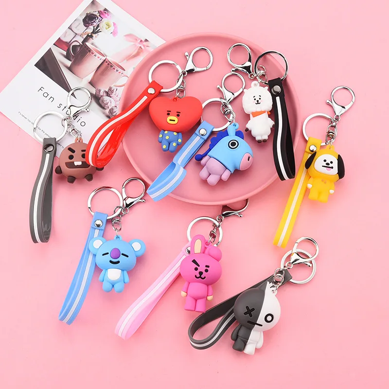 

1PIECE New Fashion kawayi Hot Sale Key Chain Bags Pendant Colorful Fashion Style Anime Stereo Doll Pendant Leather Rope Hot Sale