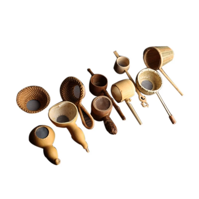 Tea Ceremony Accessories Japan Teaism Bamboo Rattan Gourd Shaped Tea Leaves Funnel Strainers for Table Decor