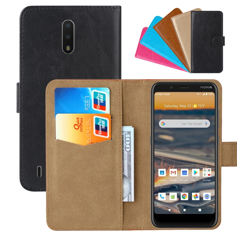 Custodia A Portafoglio Di Lusso Per Nokia C2 Tava Pu Leather Retro Flip Cover Magnetic Fashion Cases Strap