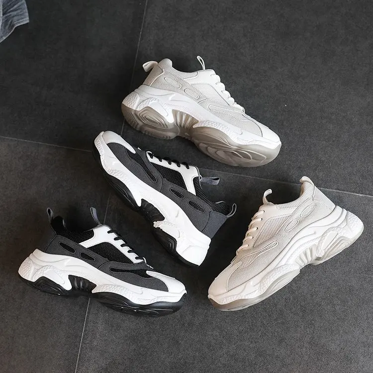 

Dad Shoe Women's 2019 New Style Thick Bottomed Versatile Mixed Colors Athletic Shoes Summer Punched Sheet Red INS Fashion Runnin
