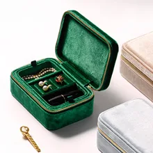

Velvet Rectangular Flannel Jewelry Storage Box Portable Jewelry Organizer Box Rings Earrings Necklace Display Jewelry Box ,1PC