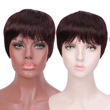 

XUANGUANG Short Brown Blonde Wigs For Women Natural Straight Layered Puffy Wigs Heat Resistant Female Hair Pieces