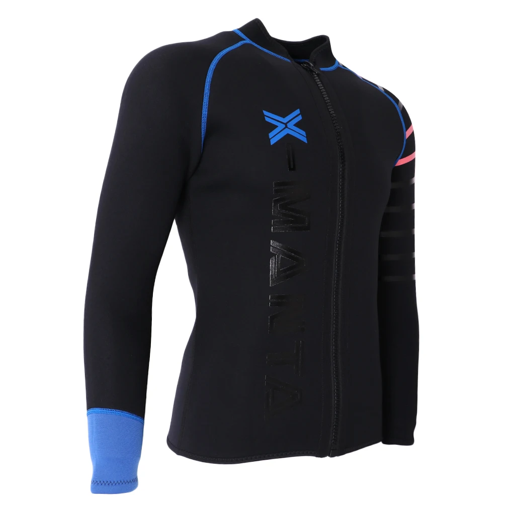 Мужские 3 мм неопрен Дайвинг Купальник гидрокостюм куртка для подводного серфинга плавание - Цвет: 2XL Black