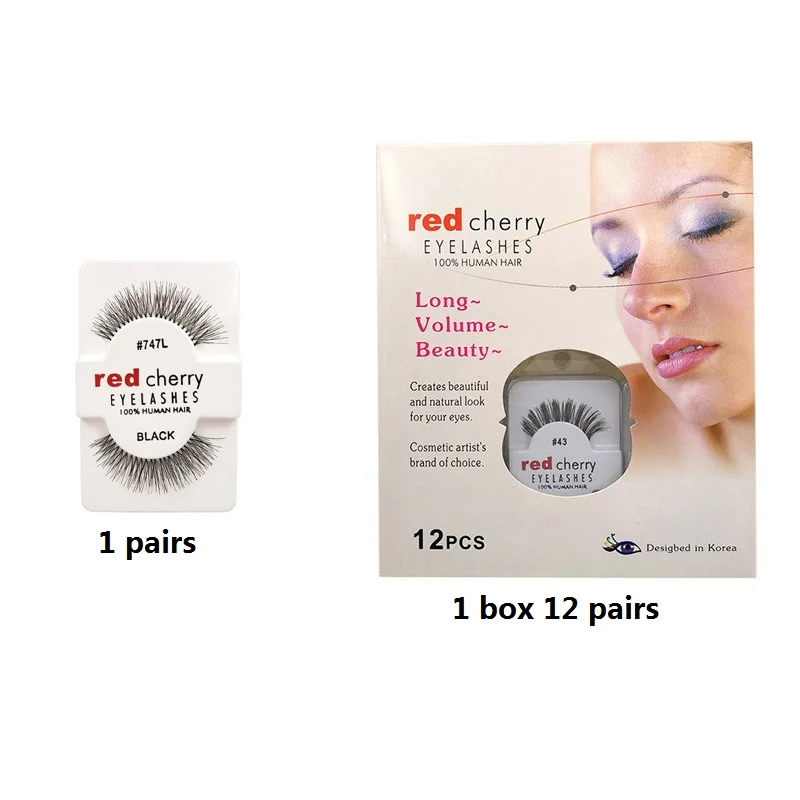 Hot 12 Pairs Cherry Eyelashes Lashes Handmade Full Strip Lashes Crisscross Natural False Eyelashes Human Hair Fake Eye Lashes