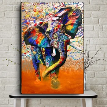 

Abstract Watercolor Africa Elephant Wild Animal Canvas Art Painting Posters and Prints Cuadros Wall Art Picture for Living Room