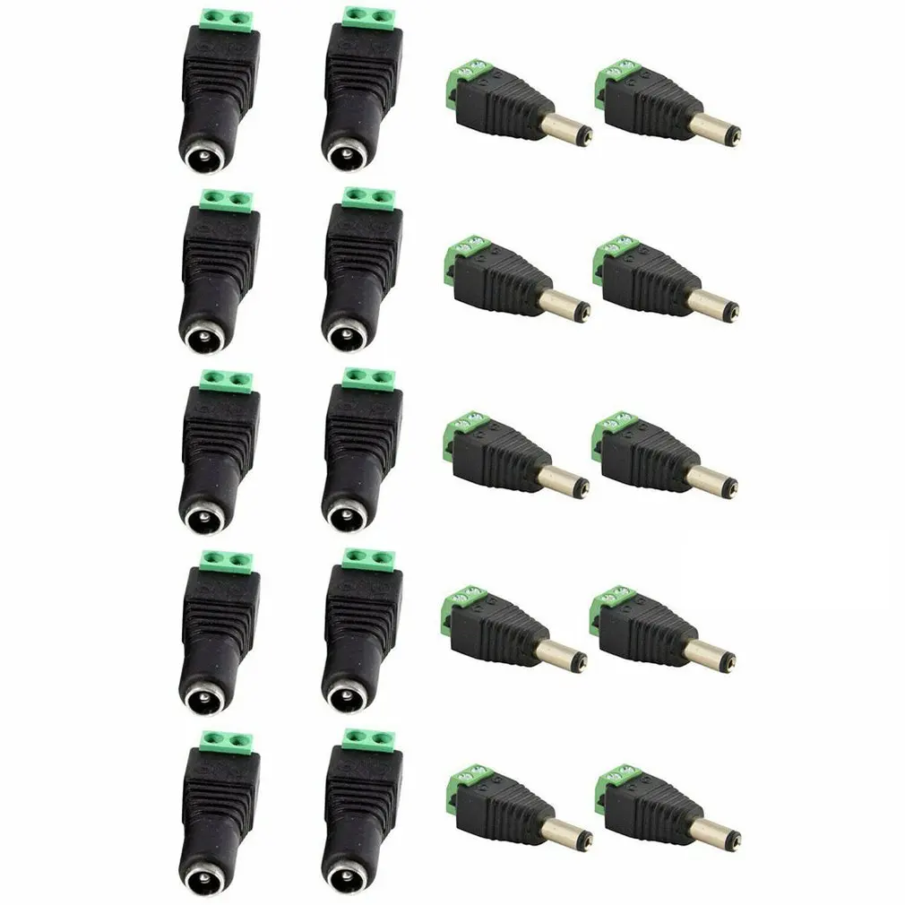 

10 pair (20pcs) Coax Cat5 To Bnc DC Power Male jack plug DC female Connector plug adapter Av BNC UTP for CCTV Camera Video Balun