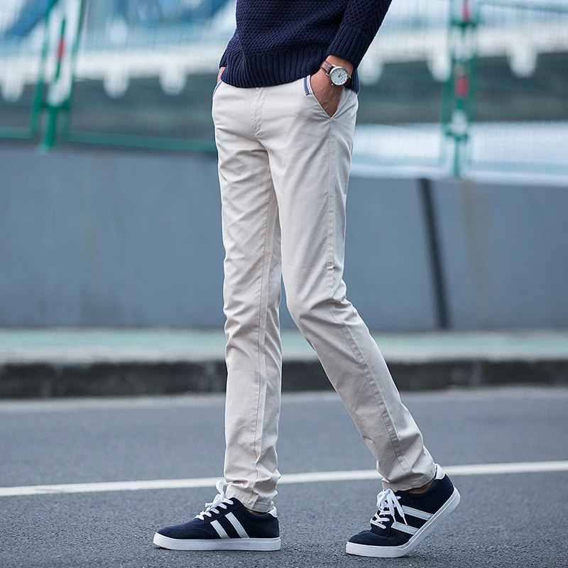 Tanie Spodnie męskie nowe 2018 męskie spodnie na co dzień bawełniane męskie spodnie męskie długie proste Khaki Plus Size spodnie męskie Slim biznesowe spodnie od garnituru