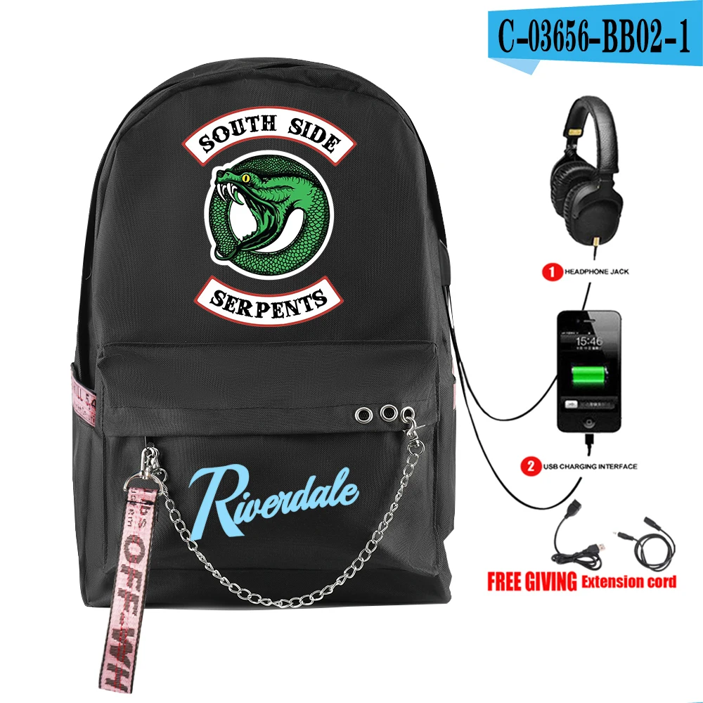 Ривердейл southside модный рюкзак для подростков мальчиков/девочек Школьные мешки водонепроницаемые Оксфорд USB зарядка женщин/мужчин рюкзак школьный - Цвет: picture color