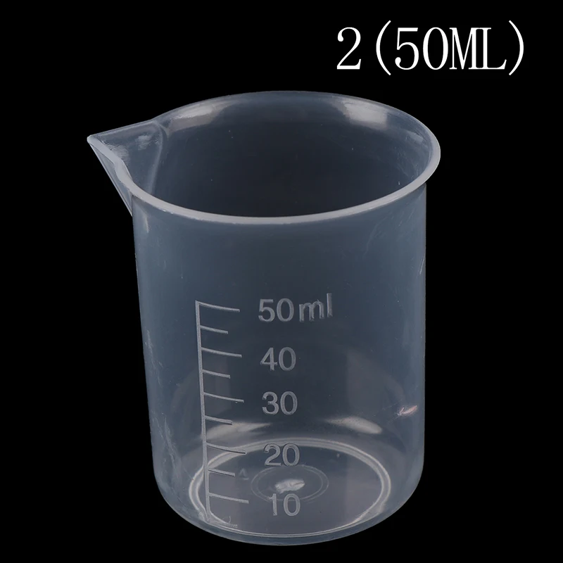 2 шт 250 мл/150 мл/100 мл/50 мл/25 мл Прозрачный кухонный лабораторный пластиковый объемный мерный стакан - Цвет: A2