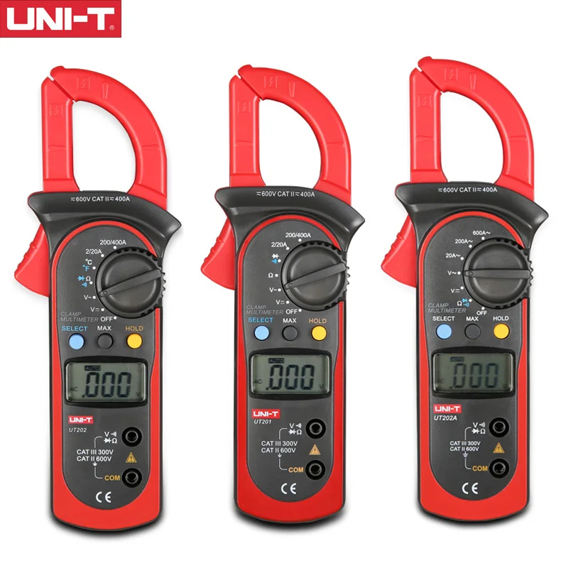 

UNI-T UT202A UT201 UT202 Digital Clamp Multimeter AC/DC Voltmeter With Temperature Test AC Current Meter Multi Tester