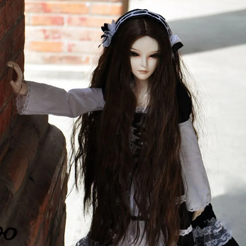 

1/3 1/4 1/6 1/8 Bjd SD Doll Wig High Temperature Wire Dark Coffee Long Beautiful Wavy For BJD Hair Wig