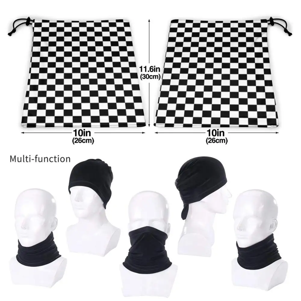 mens snood scarf Checked Mask Cycling Motorcycle Headwear Washable Scarf Neck Warmer Mask Check Checkers Chequered Checker Checkered Black And black scarf mens