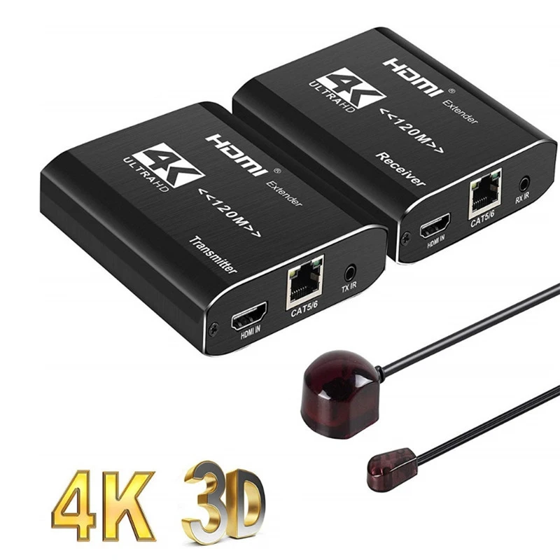 4K HDMI Extender IR 120m RJ45 3D Transmitter Receiver Cat5e/Cat6 Cable For PS4 Apple TV | Компьютеры и офис