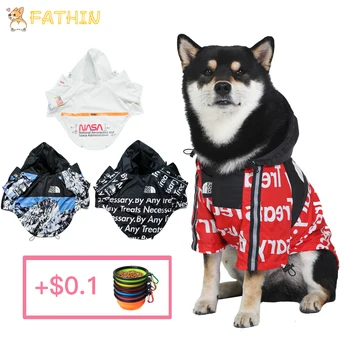 

FATHIN Pet Clothes Adidog French Bulldog Pupreme Shirt Dog Windbreaker Waterproof Sport Dog Jacket Puppy Dog Clothes S-5XL