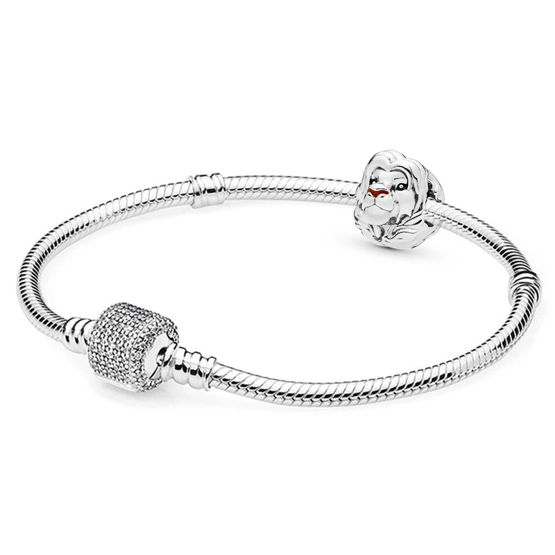 SEIALOY 925 модные серебряные браслеты с Simba льва Наны и бусинами для женщин, мужчин и девочек, оригинальные браслеты с подвесками из бисера, подарочные браслеты - Окраска металла: JSZ0 (2)