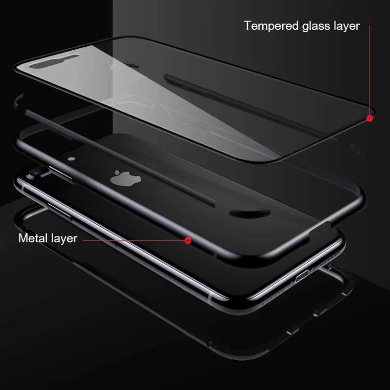 360 магнитный металлический чехол-бампер для Oppo F11 Pro A9 A9X Reno Z, прозрачный двухсторонний стеклянный защитный чехол для всего тела s