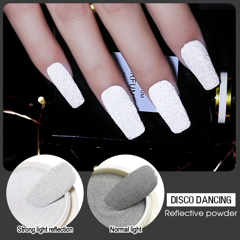 Reflective Super-Shiny Nail Glitter Powder Rainbow Glitter Sparkly Nail Art Chrome Pigment Silver DIY Art Decoration 1Box