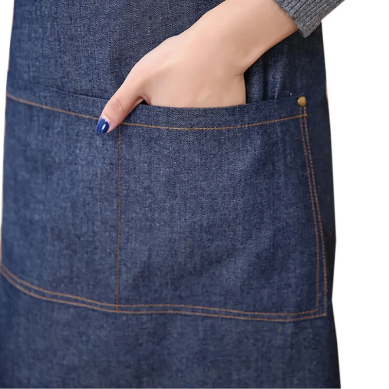 Antifouling Denim Aprons for Women, Unisex Uniform, Denim, Cowboy, Simple Chef Cooking Aprons, Hot 3