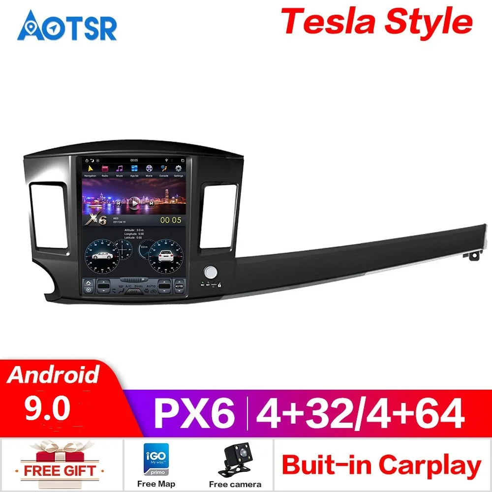 Автомобильный DVD плеер px6 с Android 9 0 4 + 64 ГБ GPS навигация для Mitsubishi Lancer 2007 2017
