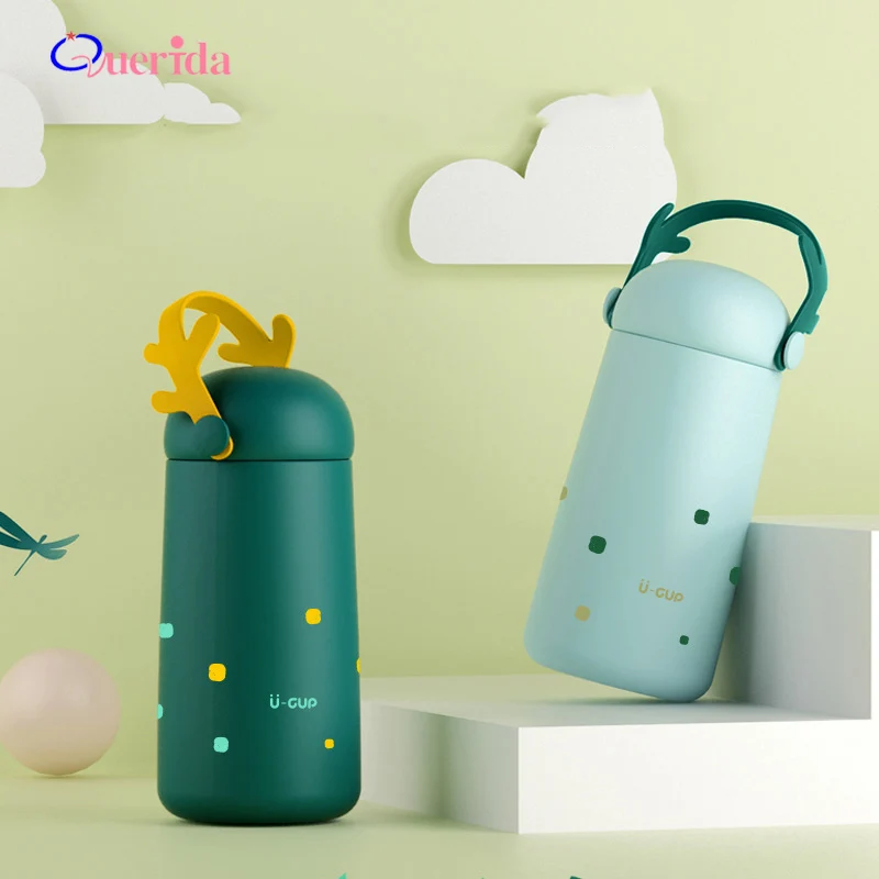 

Cute Deer Christmas Travel Mug Stainless Steel Vacuum Flasks Thermo Mug For Student Portable Drinkware Coffee Tea Thermocup