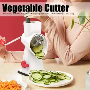 

3-in-1 Multifunction Rotation Vegetable Shredder Food Cutter Grater Chopper for Home Kitchen Vegetable Fruit Cutting Tools
