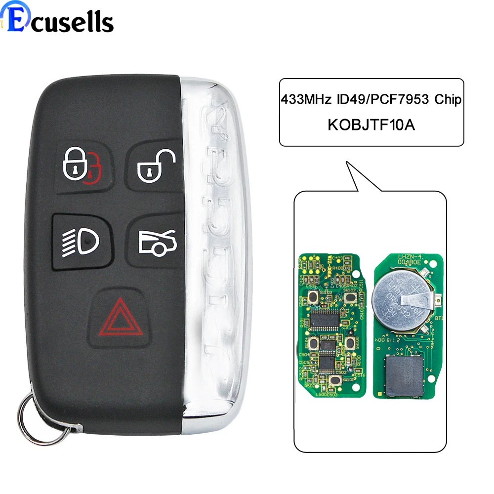 Keyless Entrysmart Remote Key Fob 5 Buttons 433mhz Id49 Chip Forjaguar Xf Xj Xl 20132014