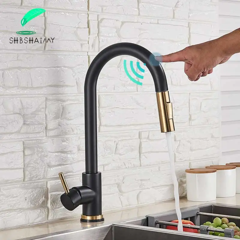 Смеситель для кухни SHBSHAIMY выдвижной сенсорный кран с поворотом горячей и