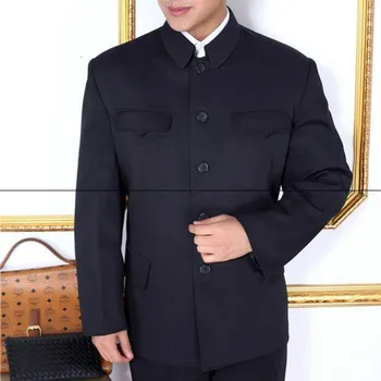 

Mens Single Breasted Tunic Jackets Chinese Blazer Slim Black Blue S-5XL Traditional Chinese Clothing Male Top V31